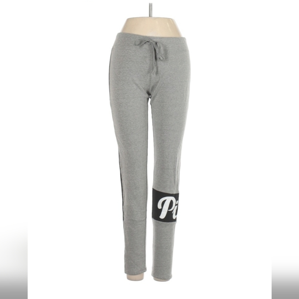 Victorias Gray Joggers with Black Logo Patch Sweatpants Leggings S